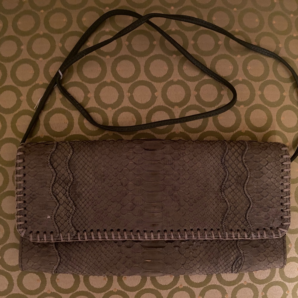 Carlos Falchi Python Skin Clutch With Strap - image 1